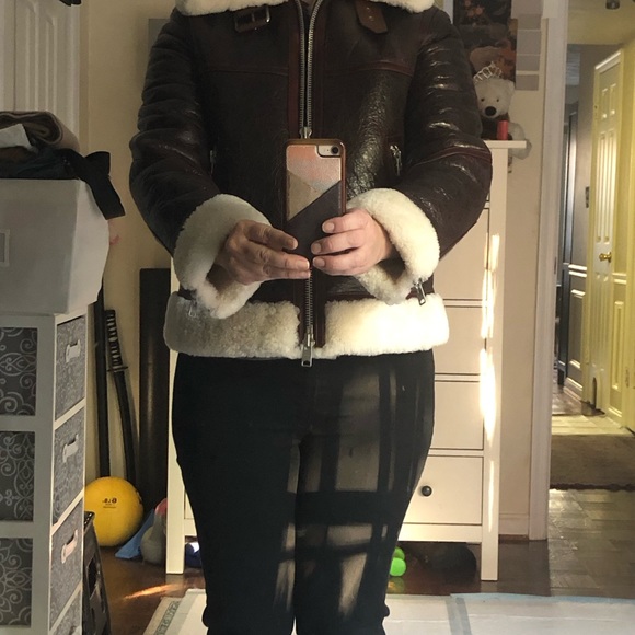 AllSaints Leather Shearling Jacket - Picture 13 of 15